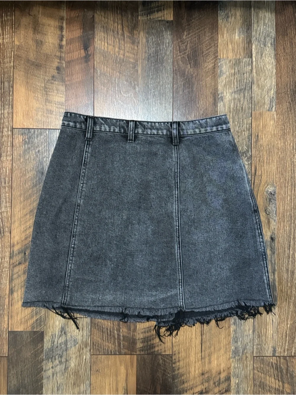 Free People We the Free Parker Wrap denim jean skirt Black Raw Hem Womens 31 12
